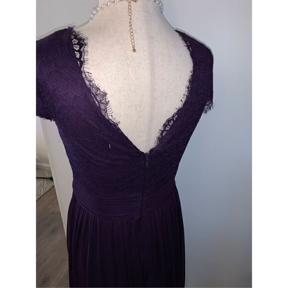 Adrianna papell purple fancy lace dress size 2 wedding guess or made of honor l - Picture 3 of 4